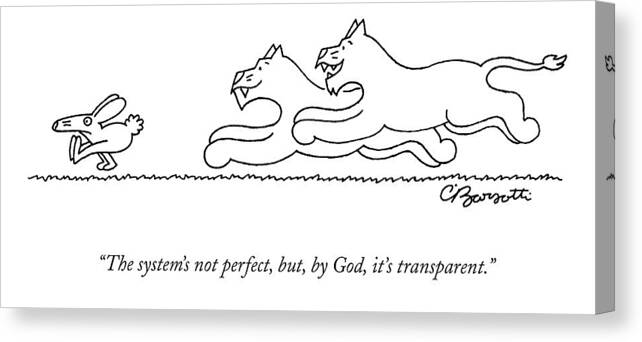 System Canvas Print featuring the drawing The System's Not Perfect by Charles Barsotti