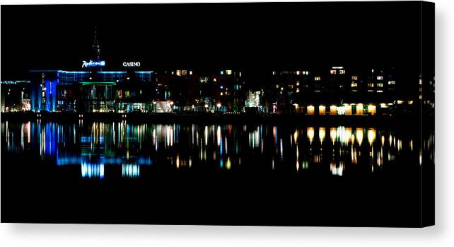 By Night Canvas Print featuring the photograph Aalborg by night by Mike Santis