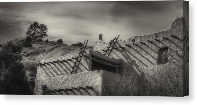 Adobe Building Canvas Print featuring the photograph Adobe In Sepia by Ron White
