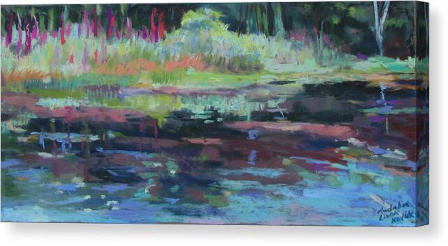 Pond Canvas Print featuring the painting Beaver Pond by Linda Novick