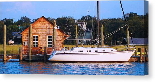 Boat Canvas Print featuring the photograph Boat at Shem Creek by Jan Marvin by Jan Marvin