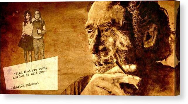 Charles Canvas Print featuring the painting Charles Bukowski - the love version by Richard Tito