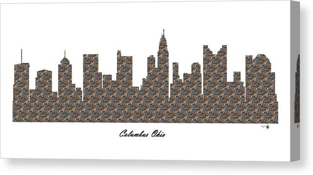 Fine Art Canvas Print featuring the digital art Columbus Ohio 3D Stone Wall Skyline by Gregory Murray