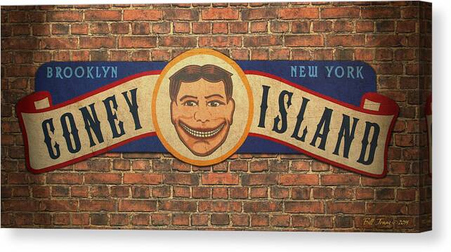 Sign Canvas Print featuring the painting Coney Island Sign by Bill Jonas