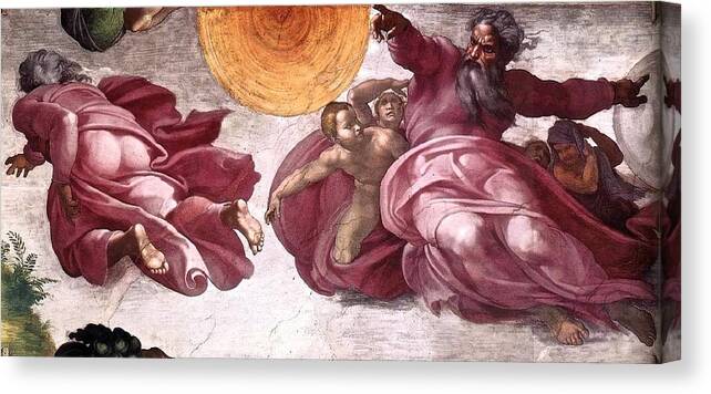1511 Canvas Print featuring the painting Creation of the Sun the Moon and Plants by Michelangelo Buonarroti