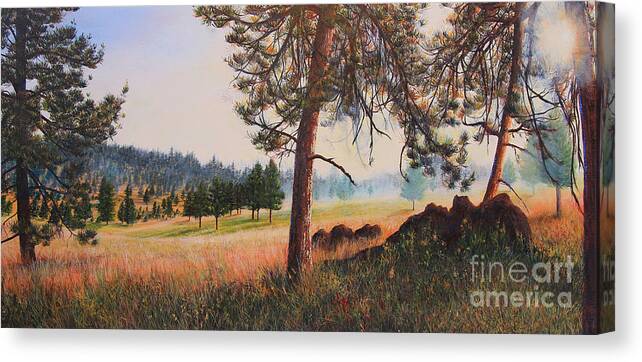 Landscape Canvas Print featuring the painting First Nation Meadow by Jeanette French