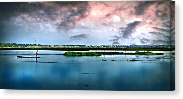 Fishing Canvas Print featuring the photograph Fishing The Lake by Ian Gledhill