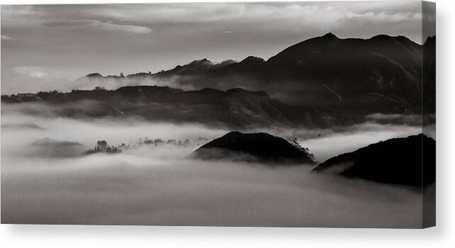 Landscape Canvas Print featuring the photograph Fog in the Malibu Hills by Joe Doherty