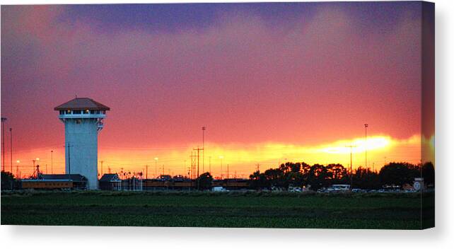 Golden Spike Canvas Print featuring the photograph Golden Spike Sunset by Sylvia Thornton