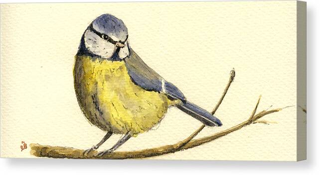 Pájaro Canvas Print featuring the painting Great tit by Juan Bosco