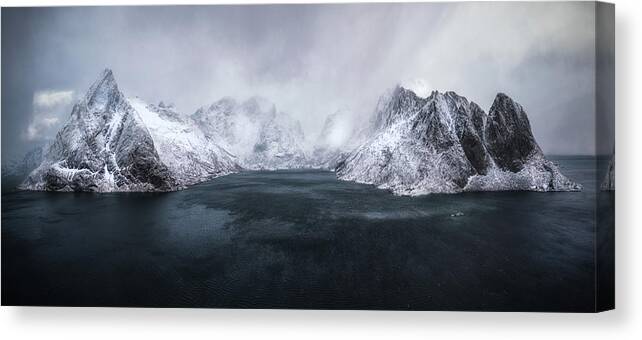 Reine Canvas Print featuring the photograph Guardian Of Lofoten by Stan Huang