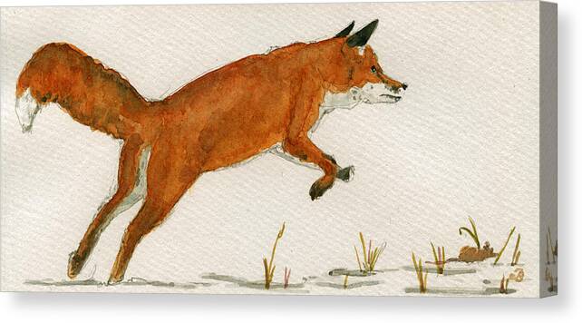 Jumping Canvas Print featuring the painting Jumping Red Fox by Juan Bosco