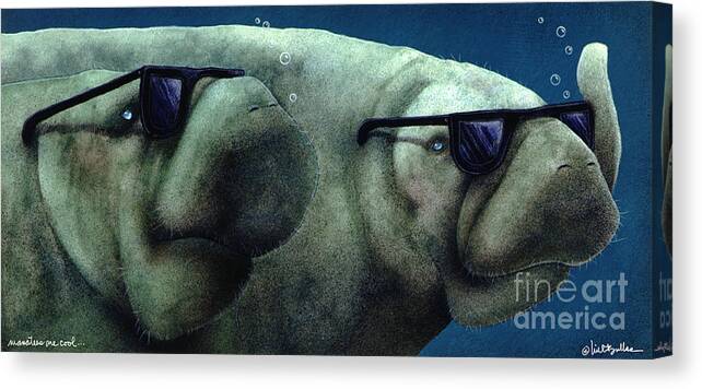 Will Bullas Canvas Print featuring the painting Manatees Are Cool... by Will Bullas