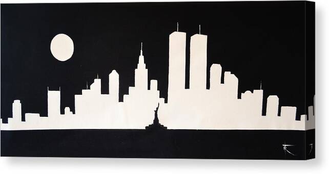 Nyc Canvas Print featuring the painting Miss Liberty Saluting the Twin Towers by Thomas Kolendra