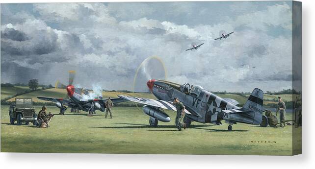 Aviation Art Canvas Print featuring the painting Mission from Debden by Wade Meyers