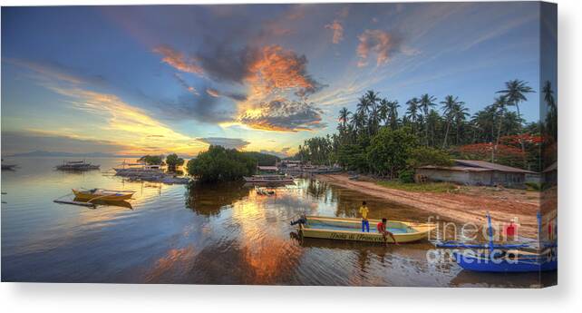 Yhun Suarez Canvas Print featuring the photograph Panglao Port Sunset 7.0 by Yhun Suarez
