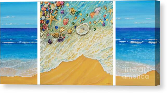 Sea Canvas Print featuring the painting Serenity. Triptych by Yuliya Glavnaya