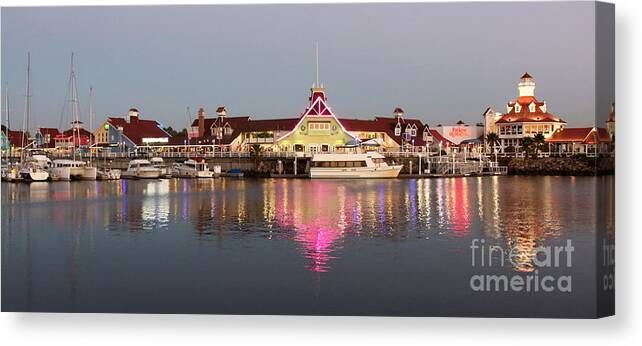 Shoreline Village Canvas Print featuring the photograph Shoreline Village Pano by Cheryl Del Toro