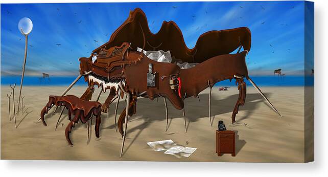 Surrealism Canvas Print featuring the photograph Soft Grand Piano with Camera - Panoramic by Mike McGlothlen