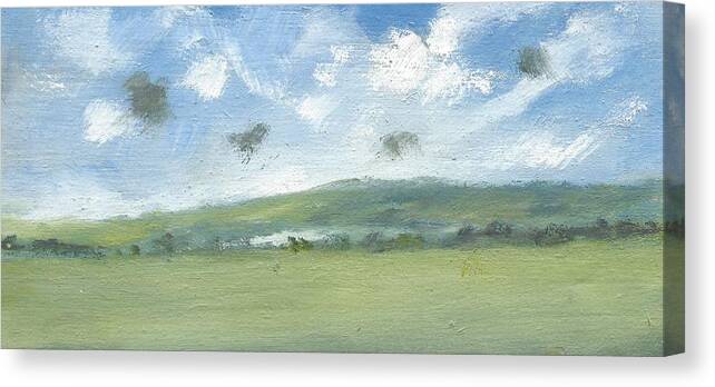 Landscape Paintings Canvas Print featuring the painting Spring Sky Bembridge down by Alan Daysh