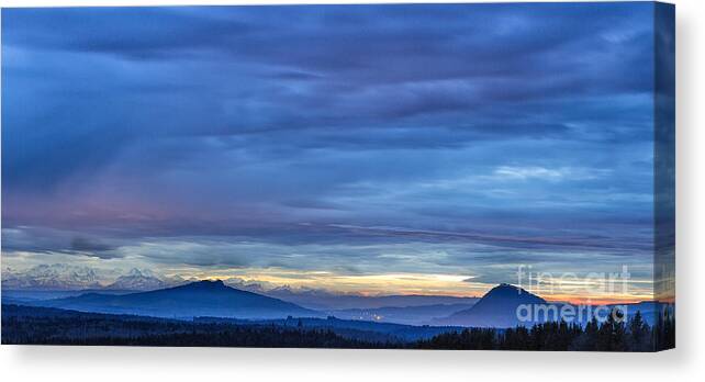 Alps Canvas Print featuring the photograph Sunset over the Alps by Bernd Laeschke