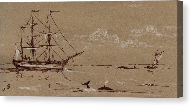  Artic Canvas Print featuring the painting Whaler ship frigate by Juan Bosco