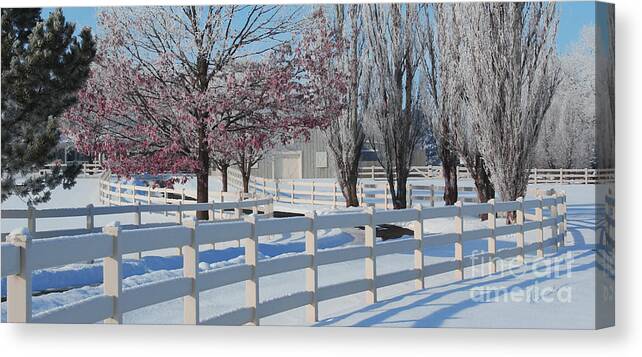 Farm Canvas Print featuring the painting Winter Drive Digital Painting by Robyn Saunders