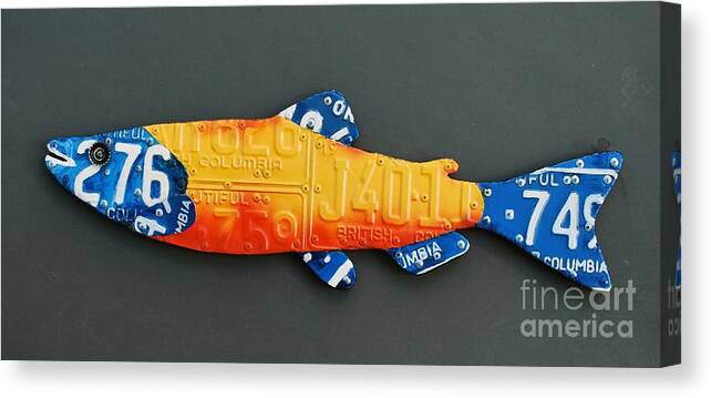 Spring Salmon Canvas Print featuring the mixed media Spring Salmon #1 by Bill Thomson