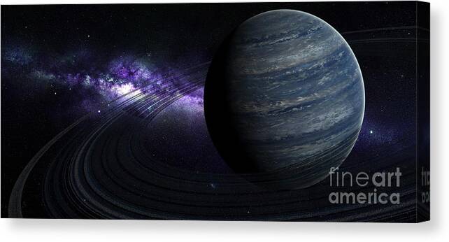 Digitally Generated Image Canvas Print featuring the digital art Artists Concept Of A Blue Ringed Gas by Frieso Hoevelkamp