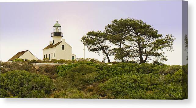 Lighthouse Canvas Print featuring the photograph Cabrillo National Park Lighthouse by Mary Jane Armstrong