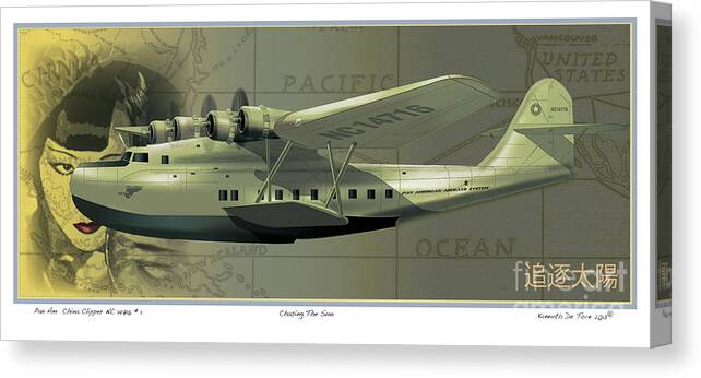 Planes Canvas Print featuring the digital art Chasing the Sun Number One by Kenneth De Tore