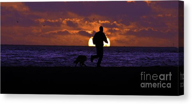 Art Canvas Print featuring the photograph Evening Run On The Beach by Clayton Bruster