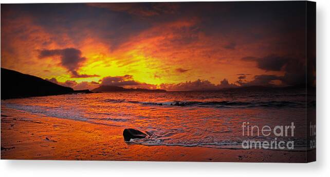 Sunset Canvas Print featuring the photograph Glowing Sunset Panorama by Key Media Photography