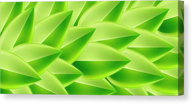 Horizontal Canvas Print featuring the digital art Green Feathers, Full Frame by Ralf Hiemisch