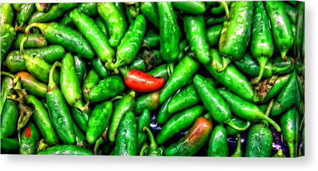 Peppers Canvas Print featuring the painting One Of A Kind by Adam Vance