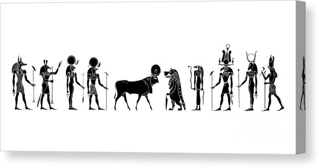 Egypt Canvas Print featuring the digital art Gods and Goddess of Ancient Egypt #1 by Michal Boubin