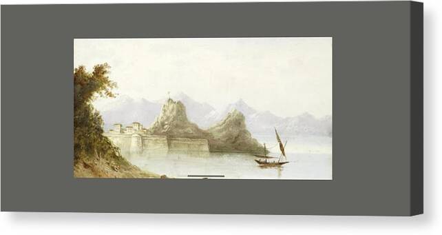 English School 19th Century The Old Fortress Of Corfu Canvas Print featuring the painting The Old Fortress of Corfu #1 by MotionAge Designs