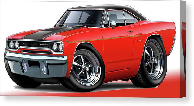 1970 Canvas Print featuring the digital art 1970 Roadrunner Red Car by Maddmax