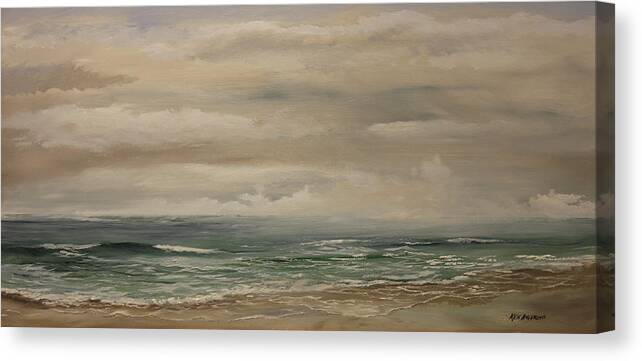 Shore Canvas Print featuring the painting Morning Surf #2 by Ken Ahlering