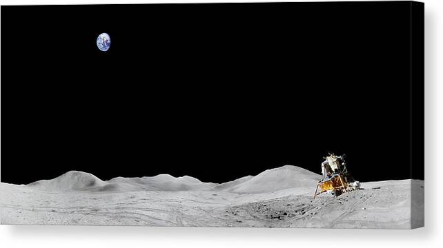 Apollo 15 Canvas Print featuring the photograph Apollo 15 Landing site Panorama by Andy Myatt
