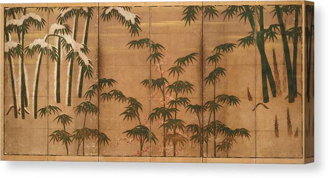 Bamboo In The Four Seasons Canvas Print featuring the painting Bamboo in the Four Seasons by Eastern Accents
