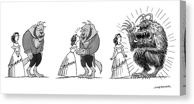 Beauty And The Beast Canvas Print featuring the drawing The Beast by Joe Dator