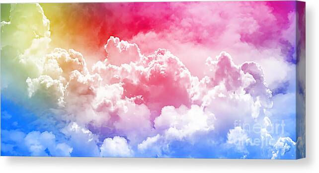 Nuvole Canvas Print featuring the photograph Clouds Rainbow - Nuvole Arcobaleno by - Zedi -