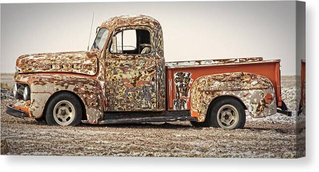 Rusty Canvas Print featuring the photograph Dilapidated Multicolored 51 Ford Pickup by Phil Cardamone