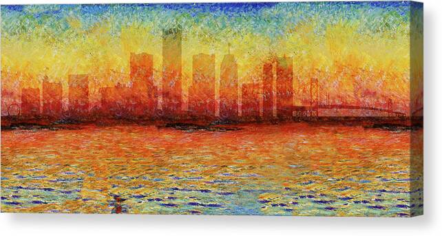 Detroit Skyline Canvas Print featuring the photograph Detroit Skyline 3 by Andrew Fare