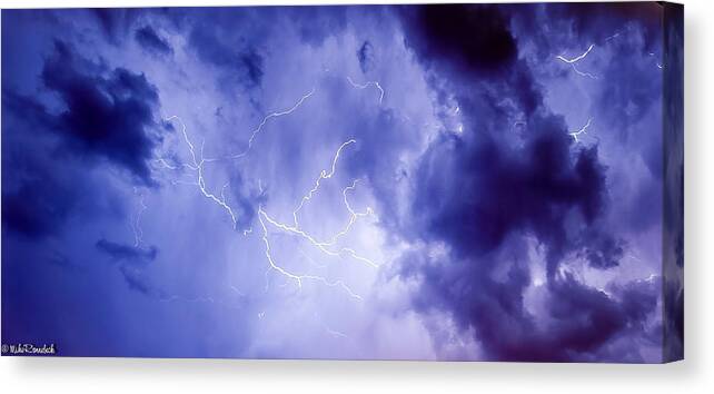 Storm Canvas Print featuring the photograph Electric Blue by Mike Ronnebeck
