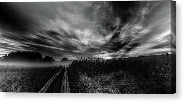 Explosive Canvas Print featuring the photograph Explosive morning BW #h0 by Leif Sohlman