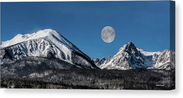 Full Moon Canvas Print featuring the photograph Full Moon Over Silverthorne Mountain by Stephen Johnson