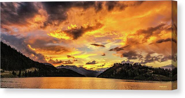 Sunset Canvas Print featuring the photograph Golden Glow at Summit Cove Pano by Stephen Johnson