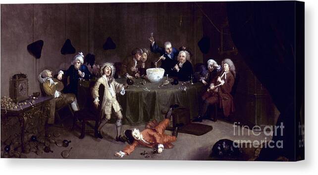 18th Century Canvas Print featuring the photograph Hogarth: Midnight, 1731 by Granger